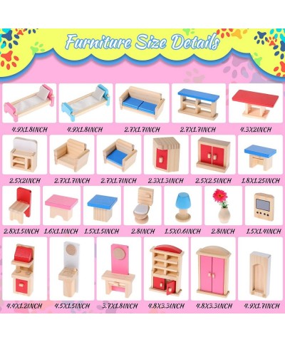 Dollhouse Furniture Wooden Dollhouse Furniture Set Doll House Accessories and Colorful Playhouse Furniture Miniature Dollhous...