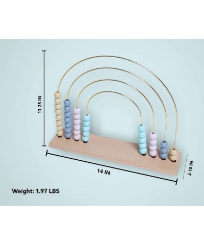 Hoky’s Hut Aesthetic XL Rainbow Abacus 14” x 11.25”- Montessori Toy for 1 Year Old & up 2-in-1 Sensory Toy & Kids Room Decor ...