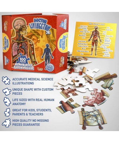 Human Anatomy Floor Puzzle — Doctor Livingston Jr Anatomy Toy - Kids Puzzles & Science Toys - 4 Foot Life-Sized Anatomy Model...