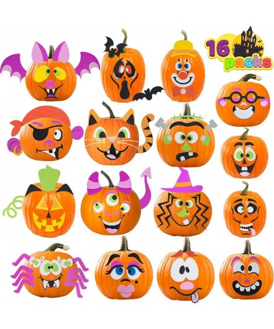 16 Pcs Halloween Pumpkin Decoration Foam Stickers 3D Pumpkin Face Stickers Decorating Halloween Decoration Craft Kit for Hall...