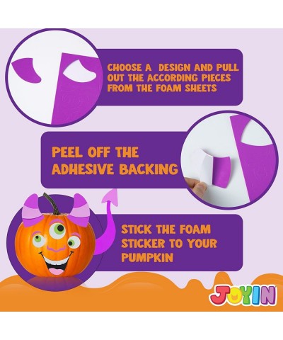 16 Pcs Halloween Pumpkin Decoration Foam Stickers 3D Pumpkin Face Stickers Decorating Halloween Decoration Craft Kit for Hall...