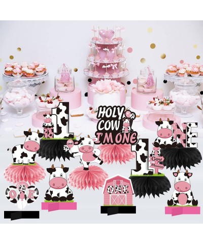 Holy Cow I'm One Birthday Decorations Girls Cow First Birthday Honeycomb Centerpiece Party Supplies Baby 1st Birthday Cow The...