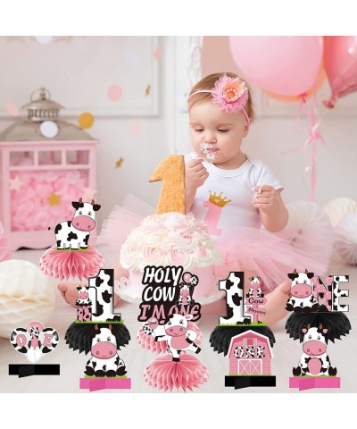 Holy Cow I'm One Birthday Decorations Girls Cow First Birthday Honeycomb Centerpiece Party Supplies Baby 1st Birthday Cow The...