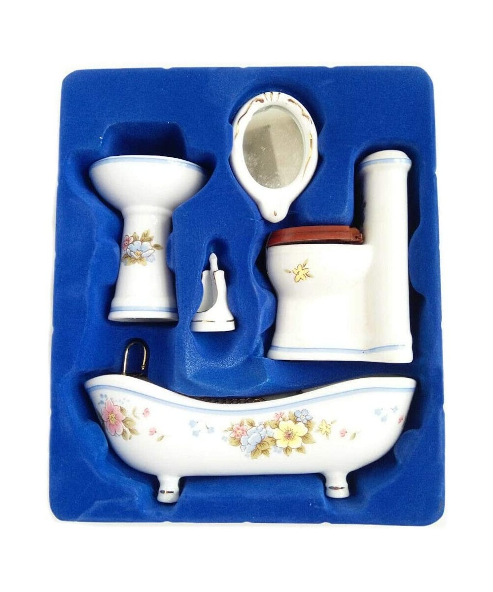 Dollhouse Bathroom Set 1/12 Scale Toilet Ceramic Miniature Furniture Accessories $37.44 Dollhouse Accessories