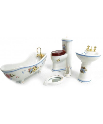 Dollhouse Bathroom Set 1/12 Scale Toilet Ceramic Miniature Furniture Accessories $37.44 Dollhouse Accessories