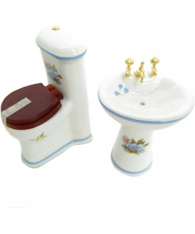 Dollhouse Bathroom Set 1/12 Scale Toilet Ceramic Miniature Furniture Accessories $37.44 Dollhouse Accessories