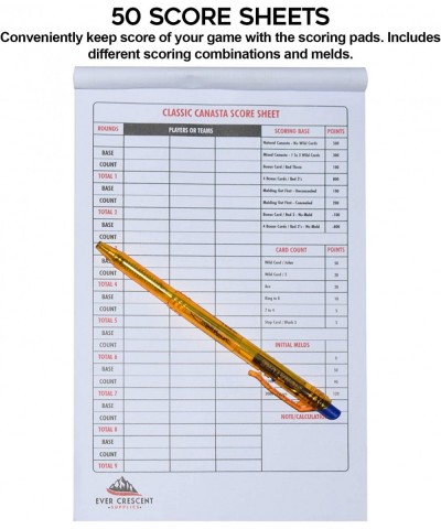 Canasta Cards with Point Values Tray and Score Pads Set. Includes 2 Deck of Cards Revolving Holder and 50 Scoring Sheets. $44...