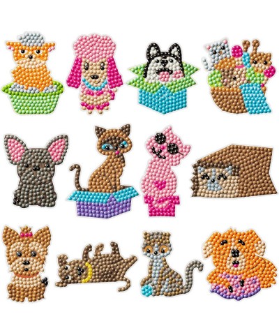 12Pcs Animals Cats Dogs DIY 5D Diamond Painting Stickers Kits for Kids Adult Beginners Creative Resin Rhinestone Diamonds Mos...