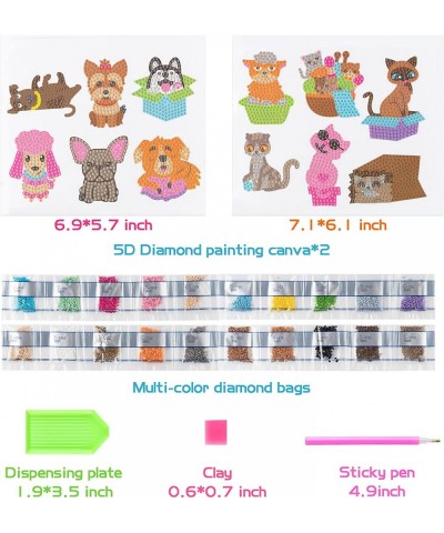 12Pcs Animals Cats Dogs DIY 5D Diamond Painting Stickers Kits for Kids Adult Beginners Creative Resin Rhinestone Diamonds Mos...