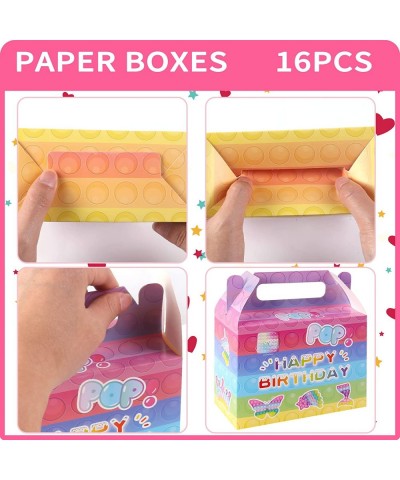 Pop Birthday Party Favors Supplies for Kids 16 Pcs Push Pop Bubble Print Gift Bags Goodie Box for Girls Theme Decor Candy Goo...