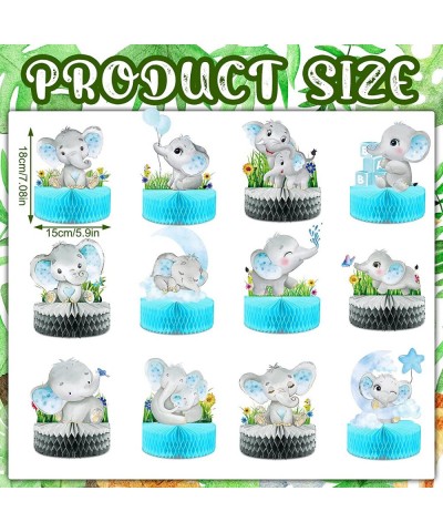 12 Pcs Blue Elephant Honeycomb Centerpieces Floral Elephant Table Decorations Baby Shower Centerpieces Elephant Double Sided ...