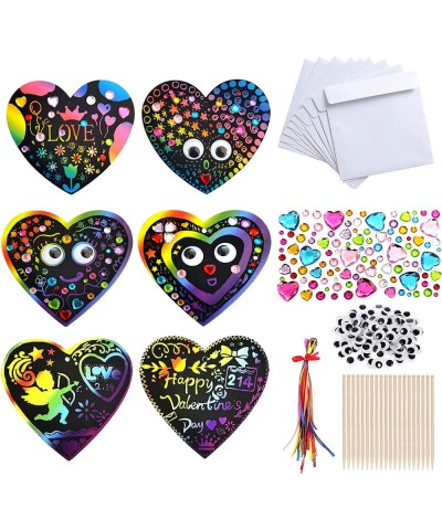 28 PCS Valentines Day Gifts Crafts for Kids Rainbow Magic Scratch Heart Valentine Cards & Art for Kids Create Magic Color Scr...