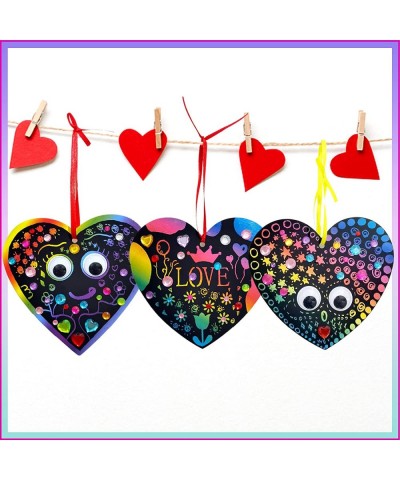 28 PCS Valentines Day Gifts Crafts for Kids Rainbow Magic Scratch Heart Valentine Cards & Art for Kids Create Magic Color Scr...