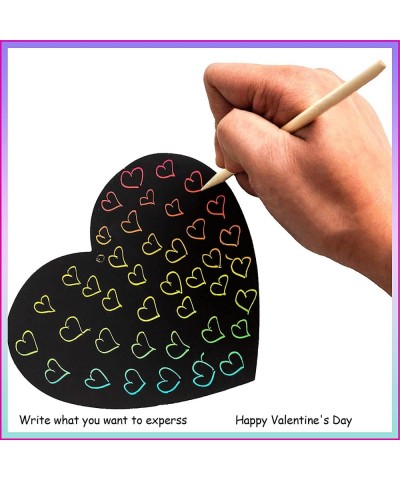 28 PCS Valentines Day Gifts Crafts for Kids Rainbow Magic Scratch Heart Valentine Cards & Art for Kids Create Magic Color Scr...