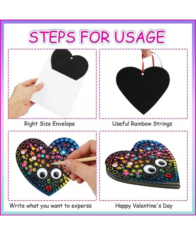 28 PCS Valentines Day Gifts Crafts for Kids Rainbow Magic Scratch Heart Valentine Cards & Art for Kids Create Magic Color Scr...