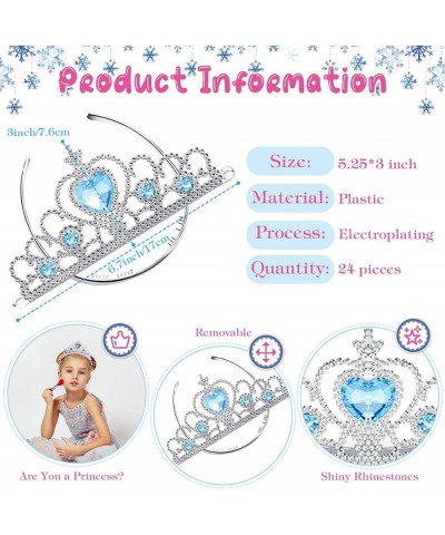 24 Pcs Tiara Crown Set Princess Crown for Girls Plastic Tiaras Dress up Costume Party Favor Accessories Kid Birthday (Blue Pu...