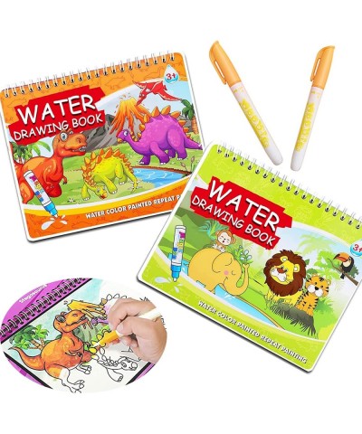 2 Pack Water Coloring Books for Toddler Dinosaur Animal Reusable Magic Paint with Water Coloring for Kids Ages 3-5 Educationa...