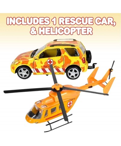 SUV Toy Car with Trailer and Helicopter Playset for Kids Interactive Safari Play Set with Detachable Helicopter and Opening D...