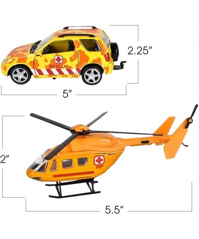 SUV Toy Car with Trailer and Helicopter Playset for Kids Interactive Safari Play Set with Detachable Helicopter and Opening D...