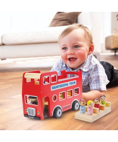 Wooden Wheels Natural Beechwood Chunky Cars and Vehicles for Children +12 Months | Double Decker Bus $59.47 Kids' Play Buses