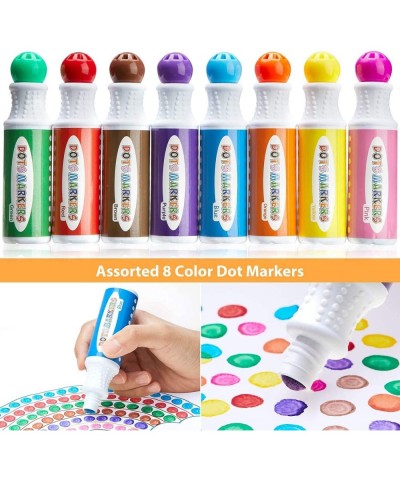 Washable Dot Markers for Toddler: 8 Colors Bingo Daubers 40 ml (1.41 oz) With a Blank 30 Pages Kids Activity Book for Kids Ch...