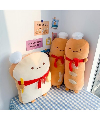 Toast Sliced Bread Pillow Funny Bread Shape Plushie Pillow with Red Scarf Squishy Food Toast Sofa Cushion Suitable for Home D...