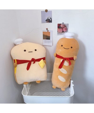 Toast Sliced Bread Pillow Funny Bread Shape Plushie Pillow with Red Scarf Squishy Food Toast Sofa Cushion Suitable for Home D...