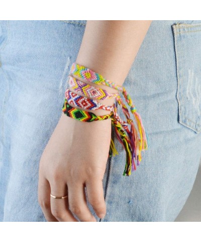 16 Pieces Nepal Woven Friendship Bracelets Adjustable Braided Bracelets with a Sliding Knot Closure for Kids Girls Women and ...