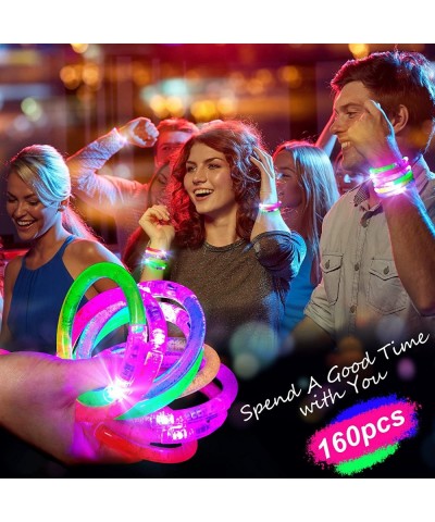 160 Pcs Glow Sticks Bracelets Glow in The Dark Bracelets 6 Color LED Flashing Bracelets Light Up Bracelet Set Glow Neon Party...