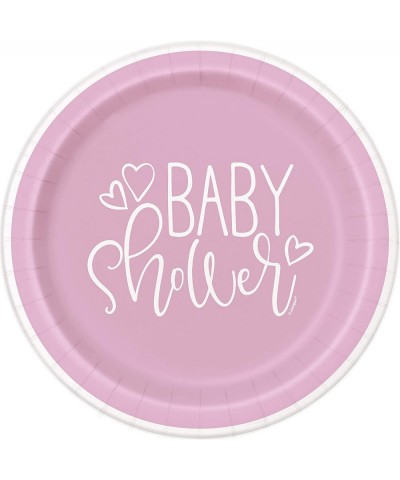 Hearts Baby Shower Round Dinner Paper Plates - 9" Pink 8 Pcs $13.47 Kids' Party Tableware