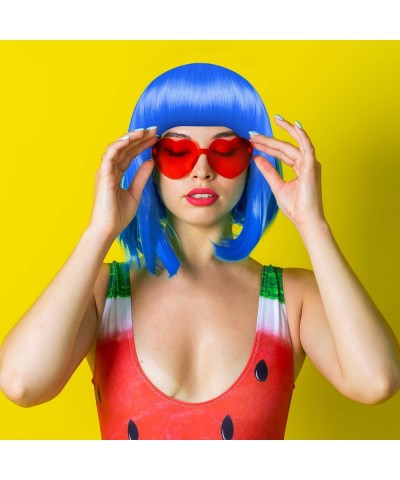 10 Pieces Party Wigs and Sunglass Set Neon Short Bob Wig Sunglass Pack Costume Colorful Cosplay Wig Daily Party Hairpieces fo...