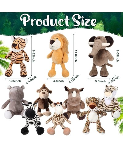 10 Pcs 11.8 Inches Plush Safari Stuffed Animals Toy Set for Girls and Boys Cute Elephant Giraffe Lion Tiger Monkey Rhinoceros...