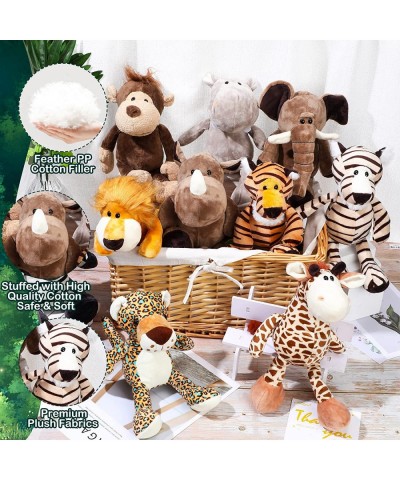 10 Pcs 11.8 Inches Plush Safari Stuffed Animals Toy Set for Girls and Boys Cute Elephant Giraffe Lion Tiger Monkey Rhinoceros...