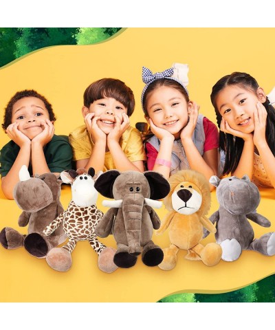 10 Pcs 11.8 Inches Plush Safari Stuffed Animals Toy Set for Girls and Boys Cute Elephant Giraffe Lion Tiger Monkey Rhinoceros...