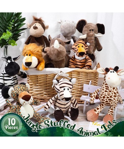 10 Pcs 11.8 Inches Plush Safari Stuffed Animals Toy Set for Girls and Boys Cute Elephant Giraffe Lion Tiger Monkey Rhinoceros...