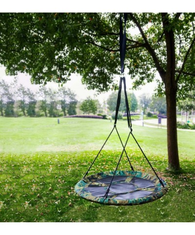 40" Round Outdoor Saucer Tree Kids Net Swing Set | Detachable 360 Degree Spin Swivel Hanging Hardware | Adjustable 71" Height...