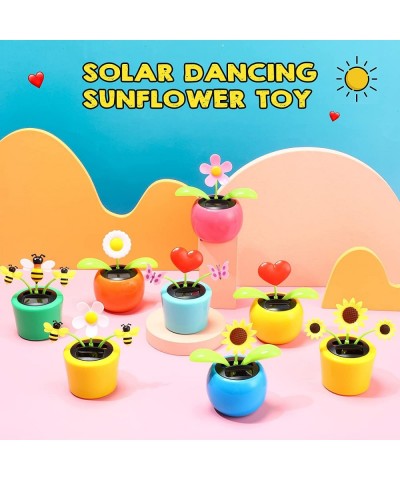 Set of 8 Solar Dancing Sunflower Toy Solar Powered Dancing Butterfly in Colorful Pots Cute Solar Power Flip Flap Flower Bee S...