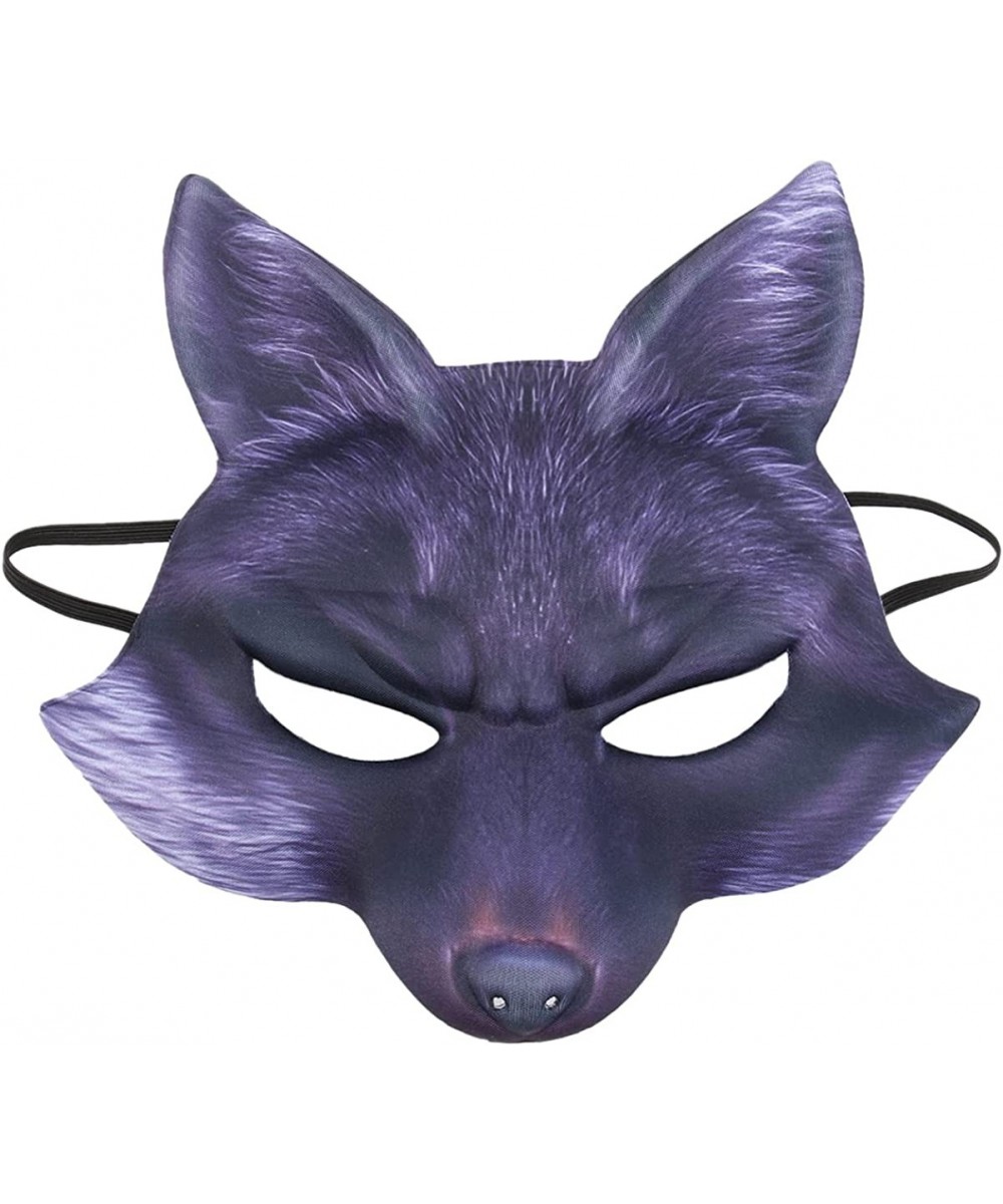 Halloween Fox Half Mask Cosplay Animal Face Mask Realistic EVA Party Mask for Halloween Cosplay Costume Accessory (Black) $22...