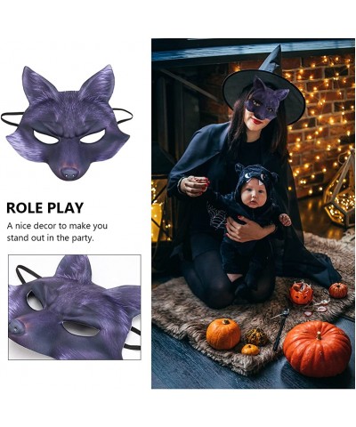 Halloween Fox Half Mask Cosplay Animal Face Mask Realistic EVA Party Mask for Halloween Cosplay Costume Accessory (Black) $22...