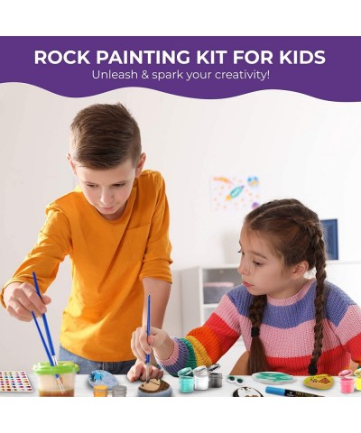 Brainy Shark Rock Painting Kit for Kids - Children's Arts and Crafts Set - 8 Rocks 12 Paints 4 Brushes Googly Eyes Metallic P...