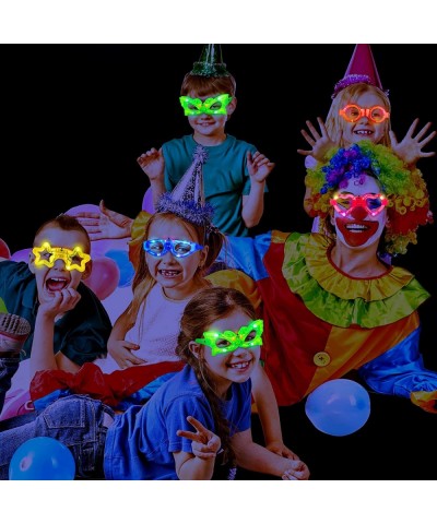 18 Pcs LED Glasses for Kids Halloween Light Up Glasses 5 Colors 6 Shapes Neon Sunglasses Glow in the dark Party Favors Suppli...