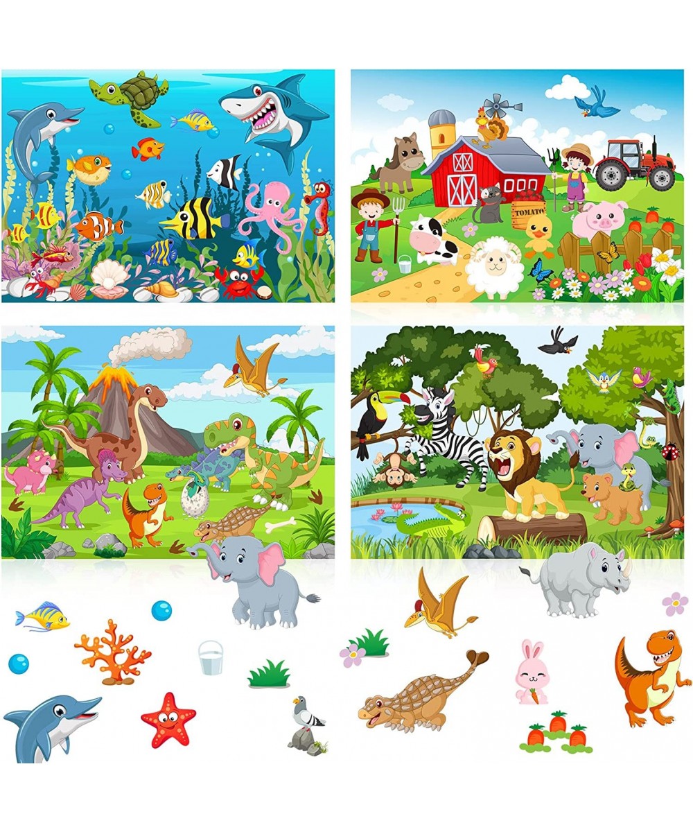 32 Sheets Scene Stickers for Kids Make Your Own Animal Mix and Match Sticker Jungle Farm Dinosaur Stickers Toddler DIY Sticke...