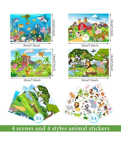 32 Sheets Scene Stickers for Kids Make Your Own Animal Mix and Match Sticker Jungle Farm Dinosaur Stickers Toddler DIY Sticke...