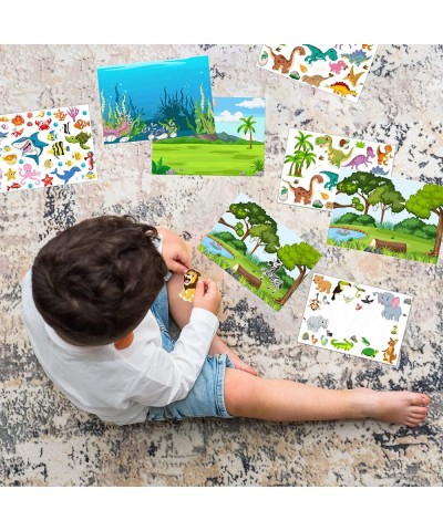 32 Sheets Scene Stickers for Kids Make Your Own Animal Mix and Match Sticker Jungle Farm Dinosaur Stickers Toddler DIY Sticke...