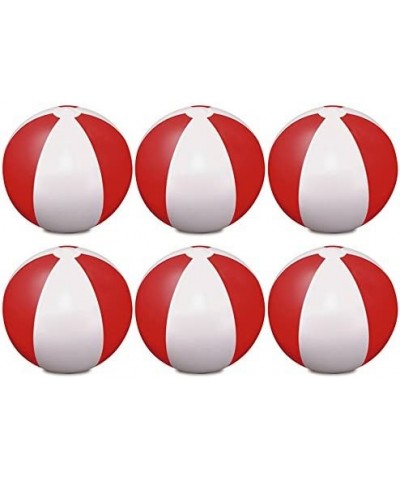 Pack of 6 Inflatable Colour Beach Ball 22 cm / 9" - Beach Pool Game (Red/White) $30.18 Toy Sports Products