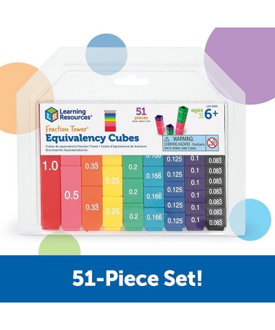 Fraction Tower Equivalency Cubes - 51 Pieces Ages 6+ Math Learning Toys for Kids Math Classroom and Homeschool Accessories Fr...