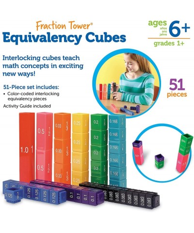 Fraction Tower Equivalency Cubes - 51 Pieces Ages 6+ Math Learning Toys for Kids Math Classroom and Homeschool Accessories Fr...