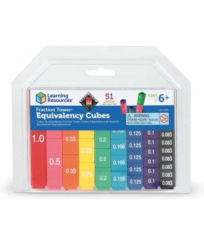 Fraction Tower Equivalency Cubes - 51 Pieces Ages 6+ Math Learning Toys for Kids Math Classroom and Homeschool Accessories Fr...