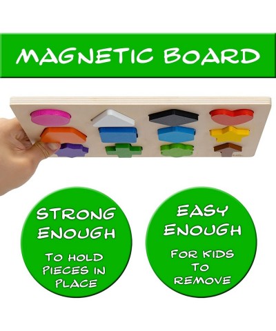 Magnetic Wooden Educational Shape Puzzle - Learn Colors & Shape Recognition Toy – Toddler Preschool Game – Kids Montessori Ed...