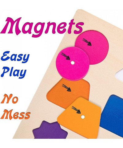 Magnetic Wooden Educational Shape Puzzle - Learn Colors & Shape Recognition Toy – Toddler Preschool Game – Kids Montessori Ed...